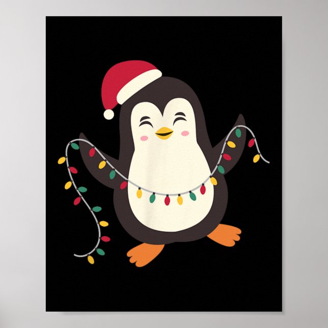 Affiche Pajamas Pingouins mignons Noël Père Noël illuminat (Devant)
