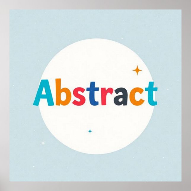 Affiche Palabra ABSTRACT multicolor sobre círculo blanco (Devant)