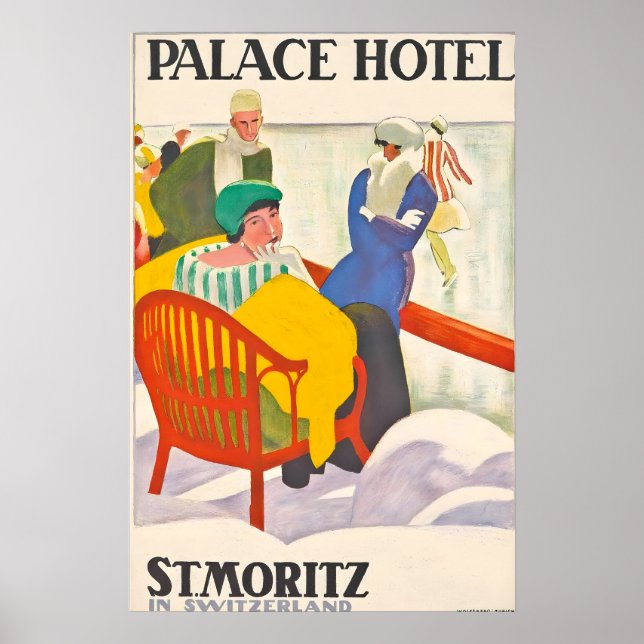 Affiche Palace Hotel Saint Moritz Suisse Vintage (Devant)