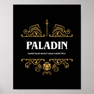 Affiche Paladin Classe Tabletop Jeu RPG