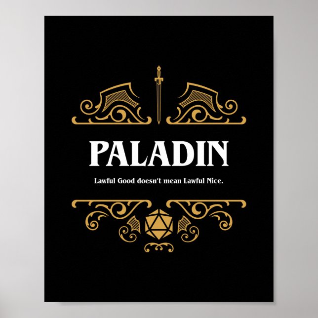 Affiche Paladin Classe Tabletop Jeu RPG (Devant)