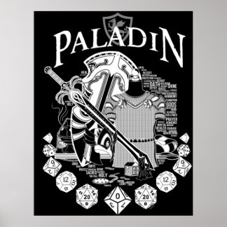 Affiche Paladin de la série RPG - Texte blanc