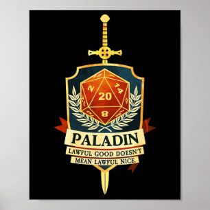 Affiche Paladin Fantastique Jdr Jrt Gamer Vêtements 