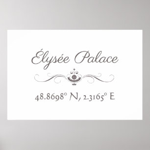 Affiche Palais de l'Élysée Latitude Longitude