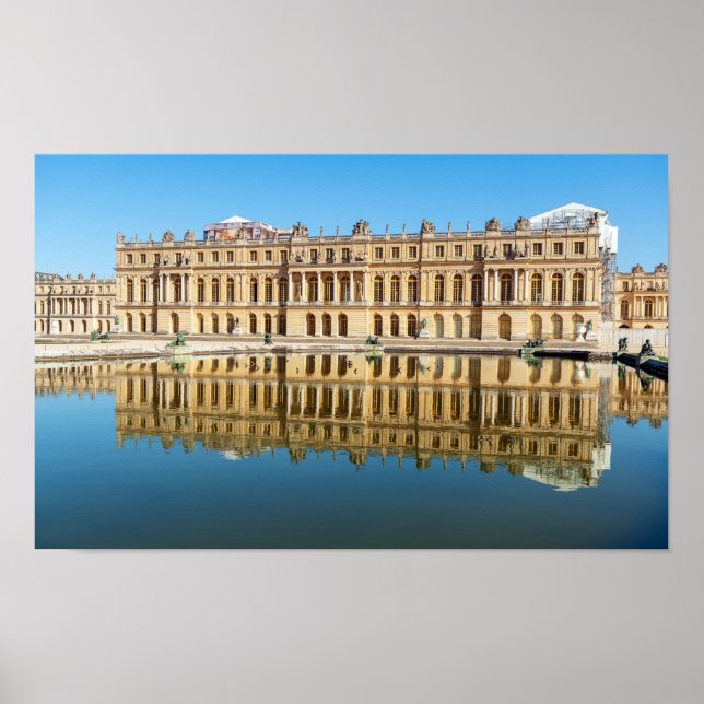 Affiche Palais de Versailles et réflexion dans un étang (Devant)
