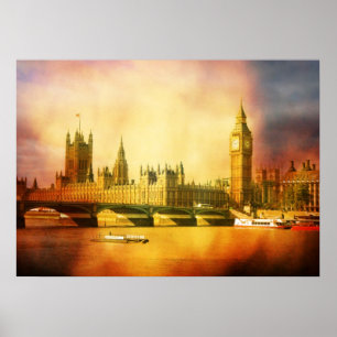 Affiche Palais et pont de Westminster
