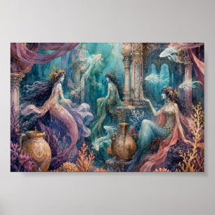 Affiche Palais sous-marin de sirène gothique Art Whimsigot