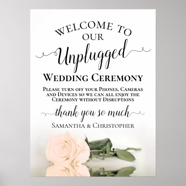 Affiche Pale Peach Rose Stylish Unplugged Mariage Cerememy (Devant)