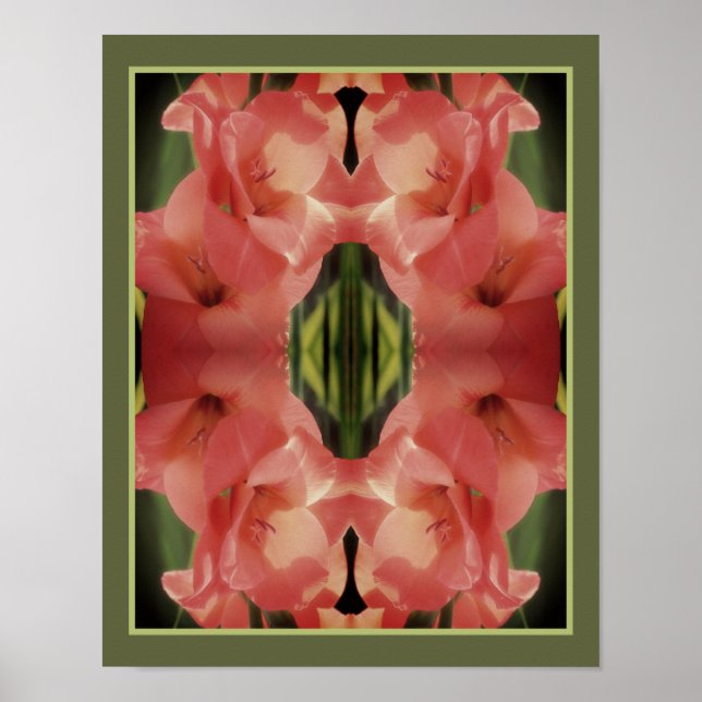 Affiche Pale Pêche Gladiolus Miroir Fleur Abstrait (Devant)