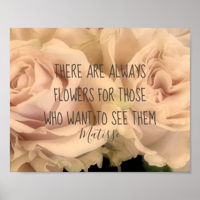 Affiche pale pink roses photography with  Matisse quote (Devant)