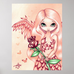 Affiche Pale Rose ART PRINT fantasy angel