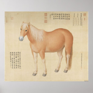 Affiche Palefroi Palomino Doré - Art Chinois Vintage