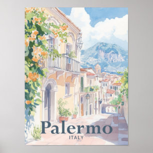 Affiche Palerme Italie Aquarelle Peinture Voyage