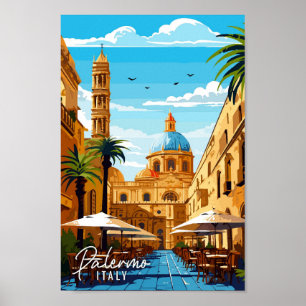 Affiche Palerme Italie vintage voyage illustration