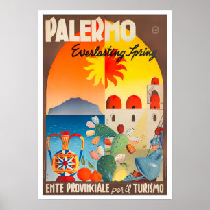 Affiche Palerme Italie voyage vintage