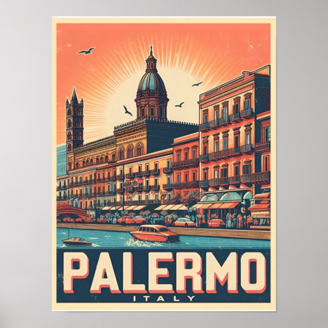 Affiche Palerme sicilienne Italie cadeaux souvenirs vintag (Devant)