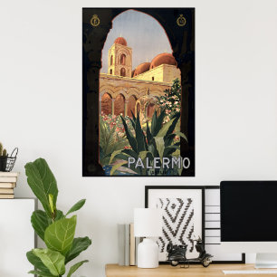 Affiche Palermo vintage Sicile tourisme voyage