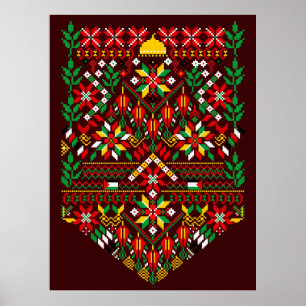 Affiche Palestine Tatreez Broderie traditionnelle
