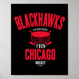 Affiche Palet de hockey des Blackhawks de Chicago Noir Off