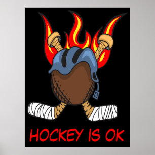 Affiche Palet de hockey en flammes avec une citation, spor