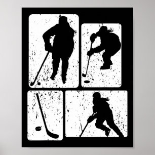 Affiche Palet de hockey sur glace drôle Bâton de hockey su
