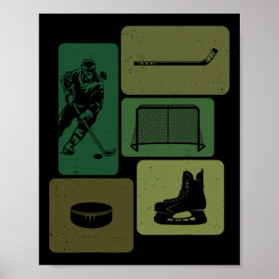 Affiche Palet de hockey sur glace drôle Bâton de hockey su