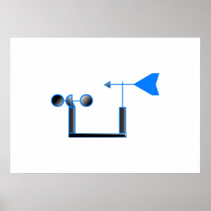 Affiche Palette bleue de vitesse du vent et de temps