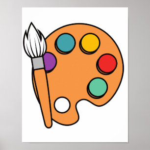 Affiche 🎨 palette de couleurs et pinceau - Artistique imp