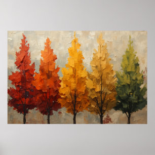 Affiche Palette de couteau d'art d'arbres d'arc-en-ciel d'