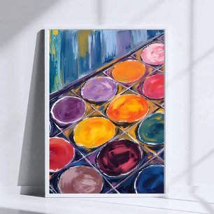 Affiche Palette de peintre Peintre artiste aquarelle