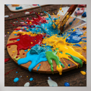 Affiche Palette de peinture dynamique - Explosion de coule