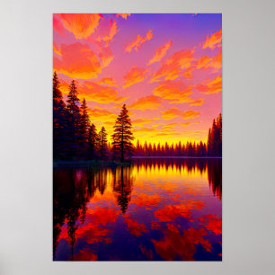Affiche Palette du coucher de soleil, Gold et Red Sky sur