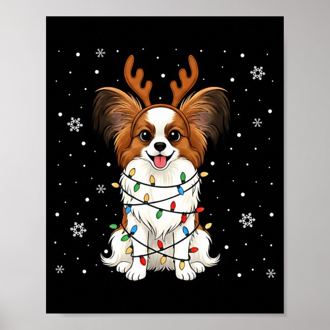 Affiche Pallon Dog Christmas Lights Reindeer Funny Xmas Do (Devant)