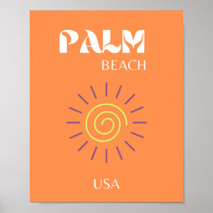 Affiche Palm Beach, Art Voyage, Preppy, Orange