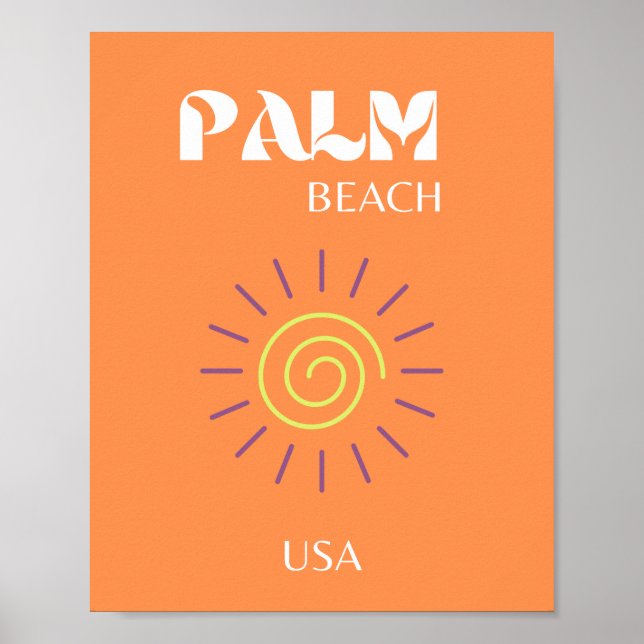 Affiche Palm Beach, Art Voyage, Preppy, Orange (Devant)