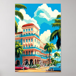 Affiche Palm Beach Florida USA illustration de voyage vint