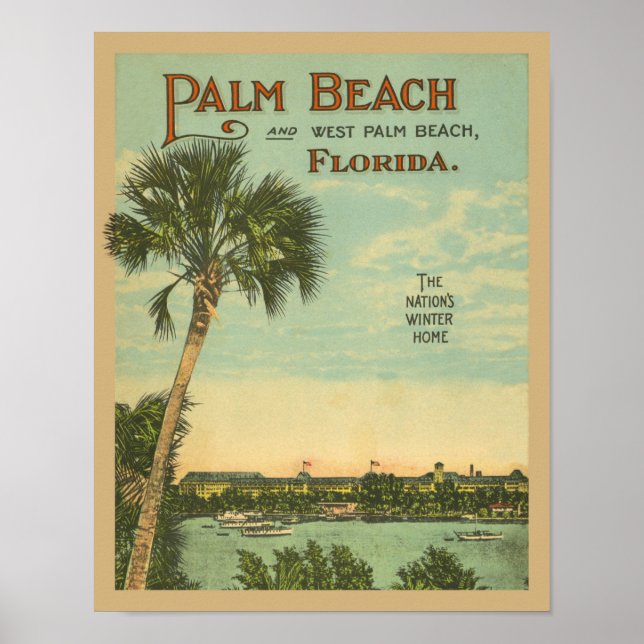 Affiche Palm Beach Floride Tourisme Vintage (Devant)