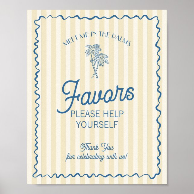 Affiche Palm Jaune Springs Pastel Beach Faveurs (Devant)