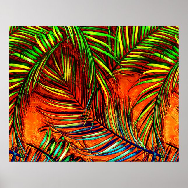 Affiche Palm Leaf Art Jungle Fire Edit (Devant)