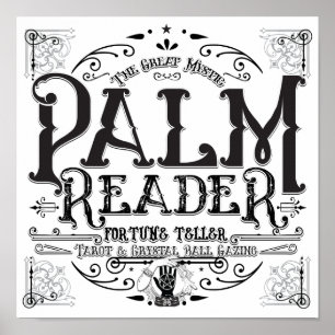 Affiche Palm Reader Magie Vintage Fortune Teller Halloween