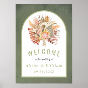 Affiche Palm séché pampas herbe sauge vert accueil mariage