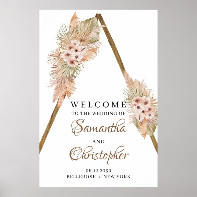 Affiche Palm Séché tendance Pampas Grass Arche en Bois Acc (Devant)