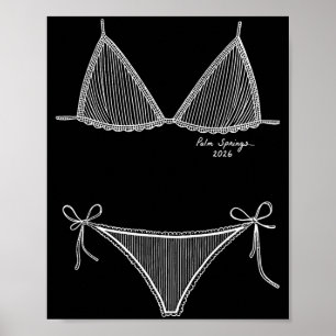 Affiche Palm Springs 2026 Bikini Vacances d'Été Dessin au