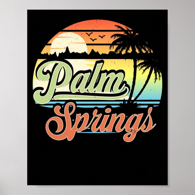 Affiche Palm Springs California Beach Vacances coucher du  (Devant)