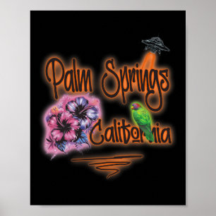 Affiche Palm Springs Californie Rétro Surfeur Vintage Aéro