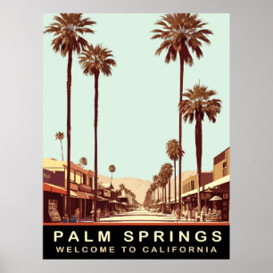 Affiche Palm Springs, Californie, Voyage Vintage