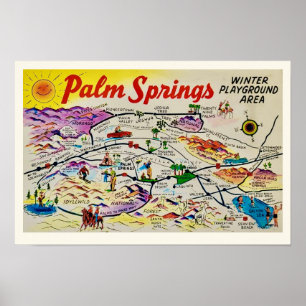 Affiche Palm Springs Carte Rétro Imprimer