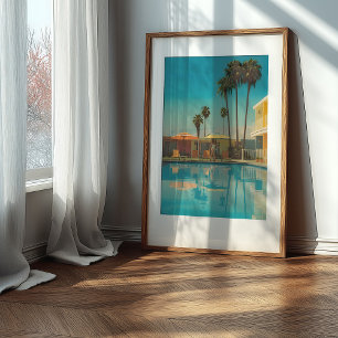 Affiche Palm Springs Chic : Piscine Motel Vintage Du Milie