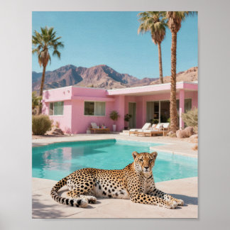 Affiche Palm Springs Leopard Retro Moderne du milieu du si