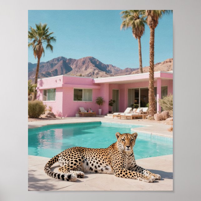 Affiche Palm Springs Leopard Retro Moderne du milieu du si (Devant)